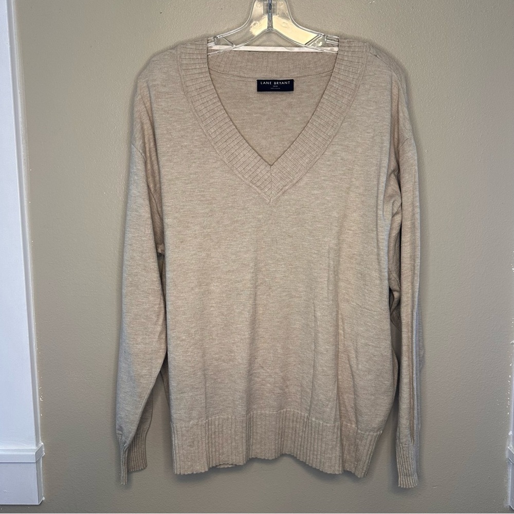 NWOT Lane Bryant Lightweight Tan/Cream Knit Sweater Size 18/20